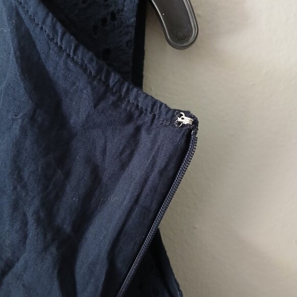 VTG L.L Bean Women's Sheath Dress Size 18 Blue Zipper Sleeveless 100% Cotton - Picture 15 of 16